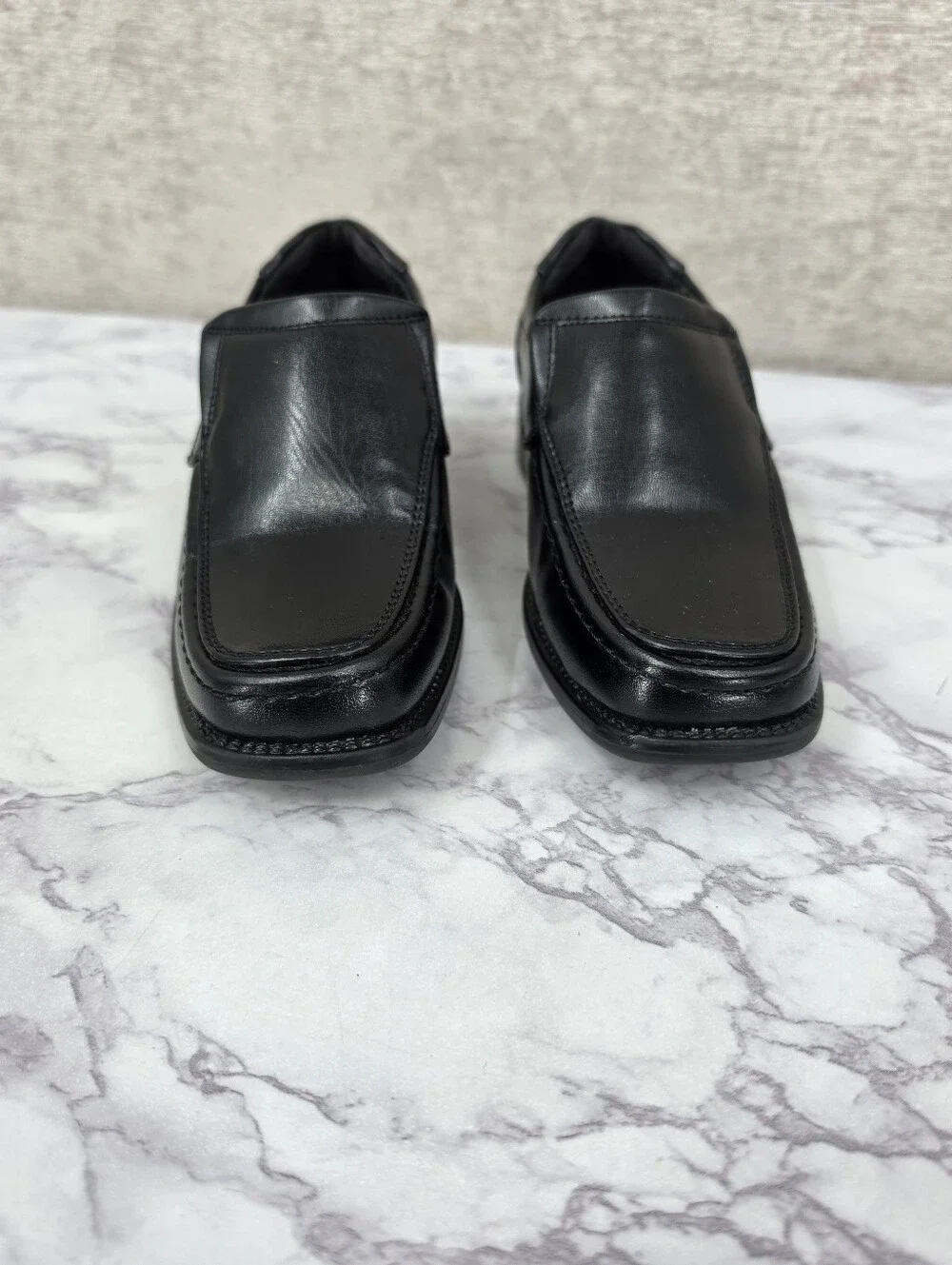 Robert David Black Faux Leather Slip-On Dress Shoes Boys Toddler Size 11 Wide